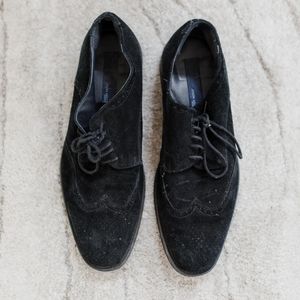 Joseph Abboud Black Suede and Leather Derby Shoes